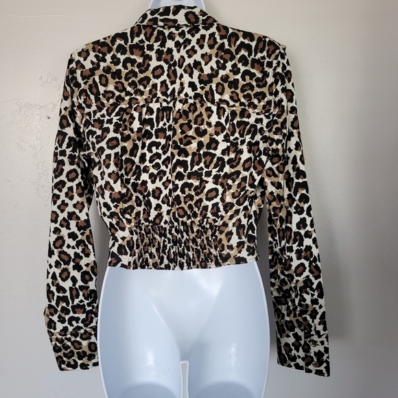 Free People Medium Leopard Love Long Sleeve Shirt Button Up Knot Collared Denim - Picture 6 of 9